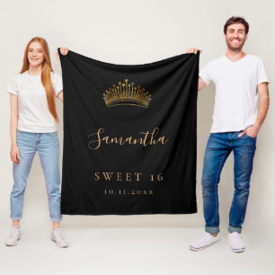 Söt 16 svarta guld tiara krona namn fleecefilt