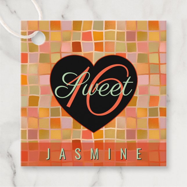 Söt 16 svarta hjärtat tonåring flicka gåvor etiketter (Framsida)