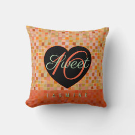 Söt 16 svarta hjärtat tonåring flicka kudde