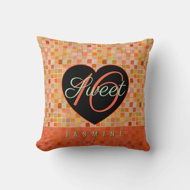 Söt 16 svarta hjärtat tonåring flicka kudde (Framsida)