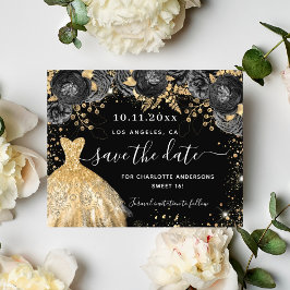 Söt 16 svarta klädbudgeten för guld sparar datumet flygblad