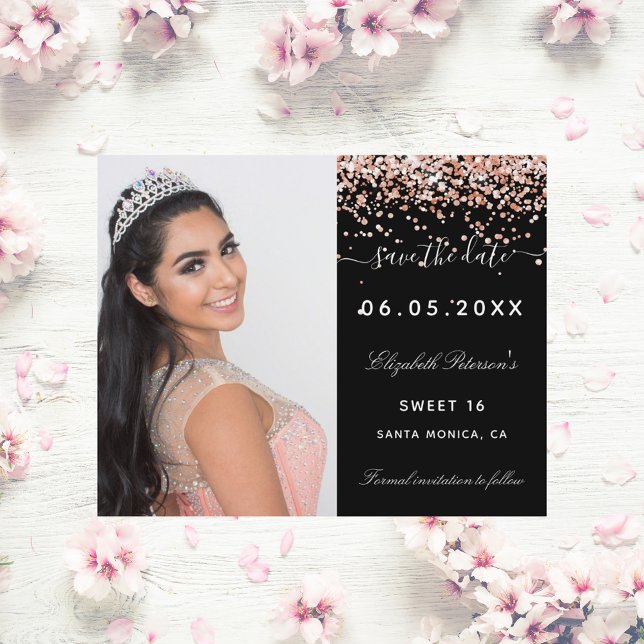 Söt 16 svarta ro-fotobudget Spara datum Flygblad (Skapare uppladdad)