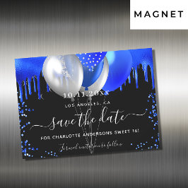 Söt 16 svarta royal blå spara datum magneter