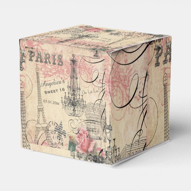 Söt 16 Tack Eiffel Torn & Chandelier Presentaskar (Baksidan Sidan)