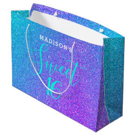 Söt 16 Teal Lila Glitter Personlig