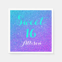 Söt 16 Teal Lila Ombre Glitter Gnistra