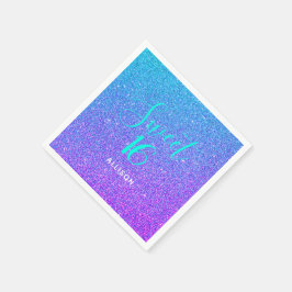 Söt 16 Teal Lila Ombre Glitter Personlig Pappersservett