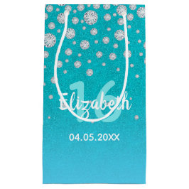 Söt 16 tealblått grönt glitter namn