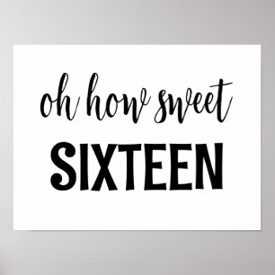 Söt 16-tecken Oj hur Sweet sixteen födelsedag beha Poster