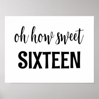 Söt 16-tecken Oj hur Sweet sixteen födelsedag beha Poster