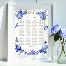 Söt 16 Teckenblått Fjärilar Poster