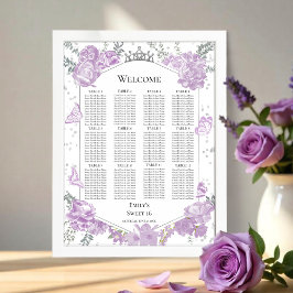Söt 16 Tecknet Lavender Fjärilar Poster