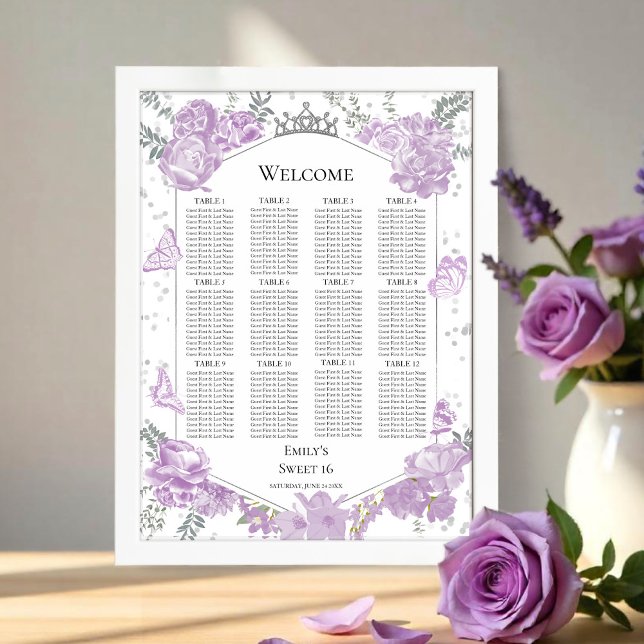 Söt 16 Tecknet Lavender Fjärilar Poster (Skapare uppladdad)