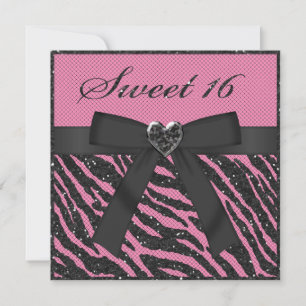 Söt 16 Tryckt Zebra Rand Glitter, judisk och bög Inbjudningar