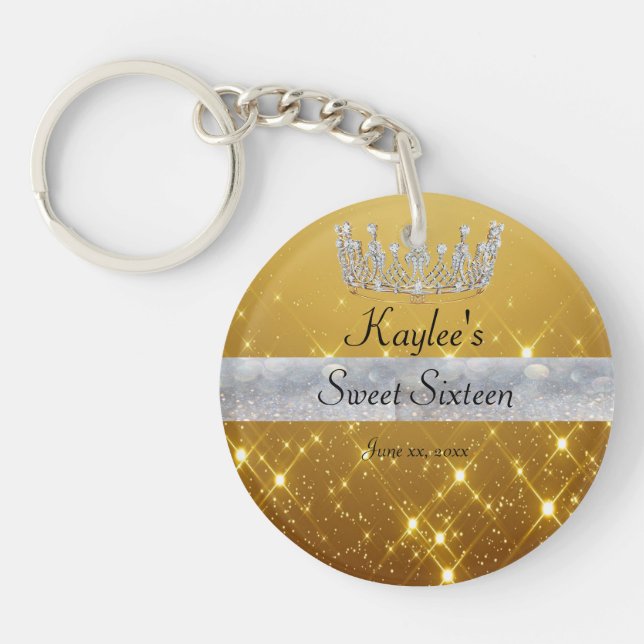 Söt 16 vackra Guld Satin Silver Bokeh Banner (Framsidan)