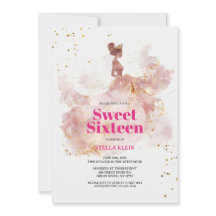 Söt 16 Vattenfärg Guld och Rosa Glitter