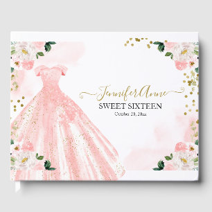 Söt 16  vattenfärgsblommor Rosa Dress Gästböcker