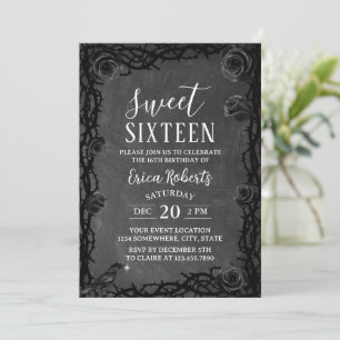 Söt 16 Vintage Thorn Ram Mörk Fairytale Inbjudningar