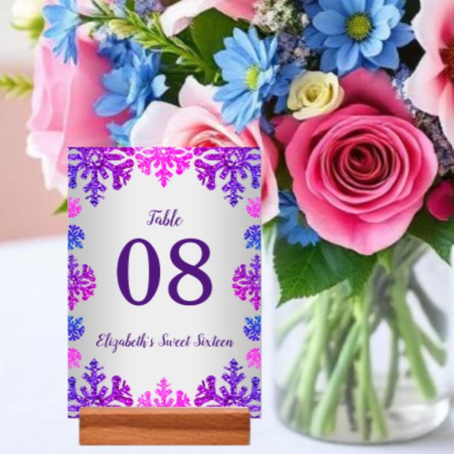 Söt 16 vintersnöflingor bordsnummer (Skapare uppladdad)