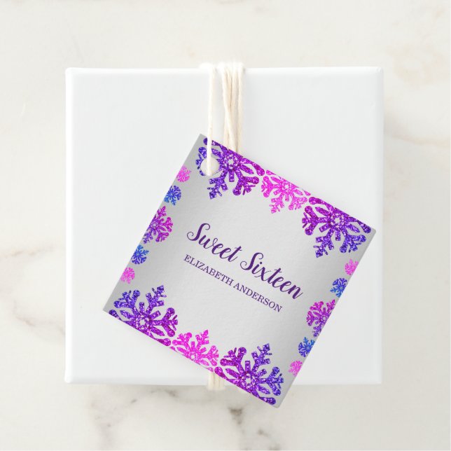 Söt 16 vintersnöflingor gåvor etiketter (På plats)