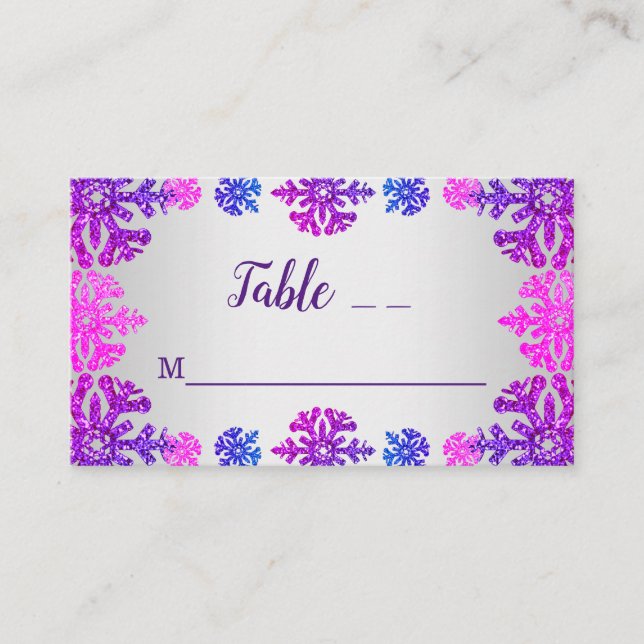 Söt 16 vintersnöflingor placeringskort (Framsida)