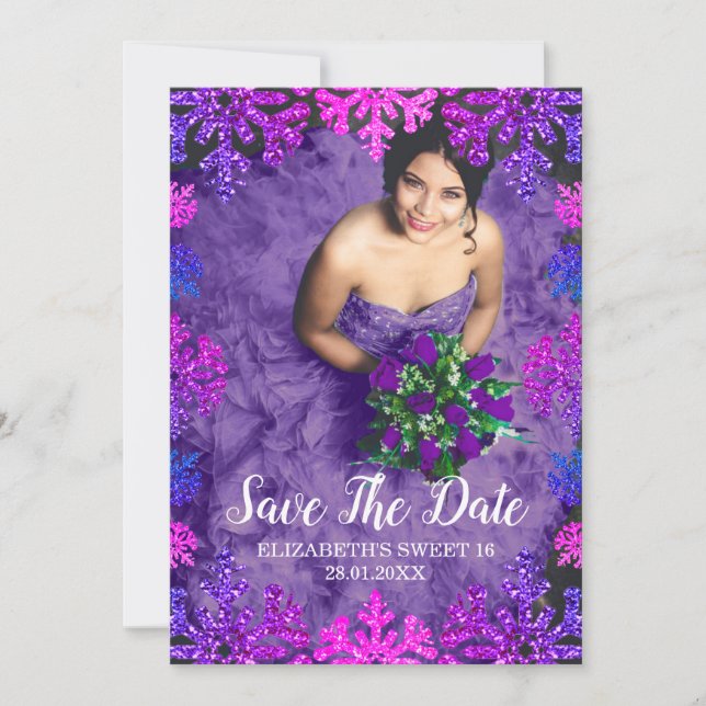 Söt 16 vintersnöflingor spara datumet (Framsida)