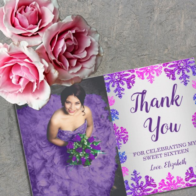 Söt 16 vintersnöflingor tack kort (Skapare uppladdad)