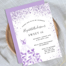 Söt 16 violett vit klänning glitter glam