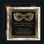Söt 16 Winter Masqueraad | Sweet sixteen Bokeh Inbjudningar<br><div class="desc">Chic, söt 16 svarta och guld-bokeh vintermaskerad födelsedagsfest inbjudan-Chic faux guld metalliska utseende scrollsar dekorerar hörnen mot en svart bakgrund med utseendet av faux guld metall i kvadrat ram och båh ljus med utspridd snöflingor gräns. En metallisk färg, maskerad maskdesign i boll, som maskerar guld lägger till överkanten. Läser "Gå...</div>