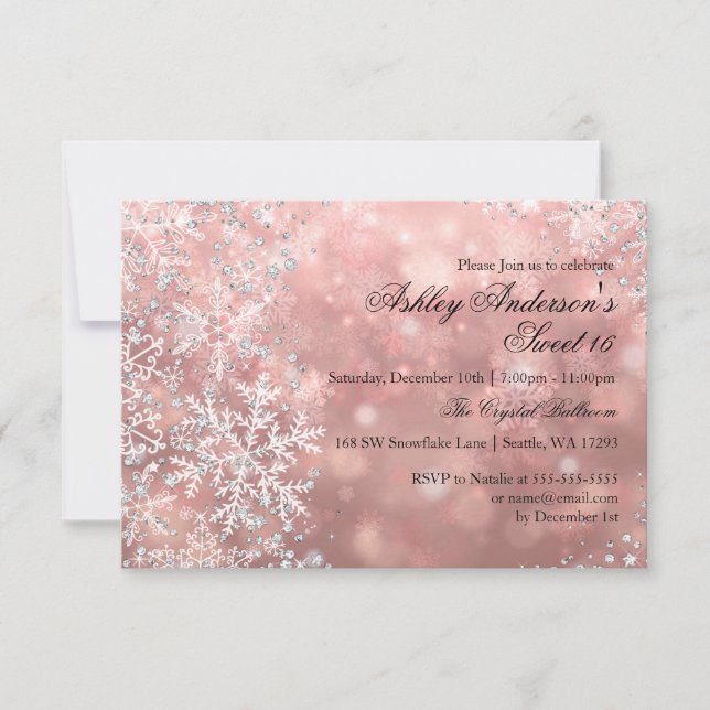 Söt 16 Winter Wonderland Gnistra Snöflingor OSA Kort (Framsida)