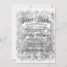 Söt 16 Winter Wonderland Silver Glitter Ljus Inbjudningar