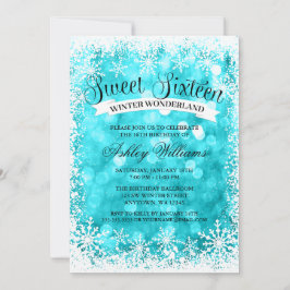 Söt 16 Winter Wonderland Teal Glitter Ljus Inbjudningar