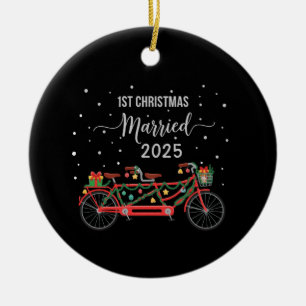 Söt 1:a julen Gift 2025 Tandemcykel Julgransprydnad Keramik
