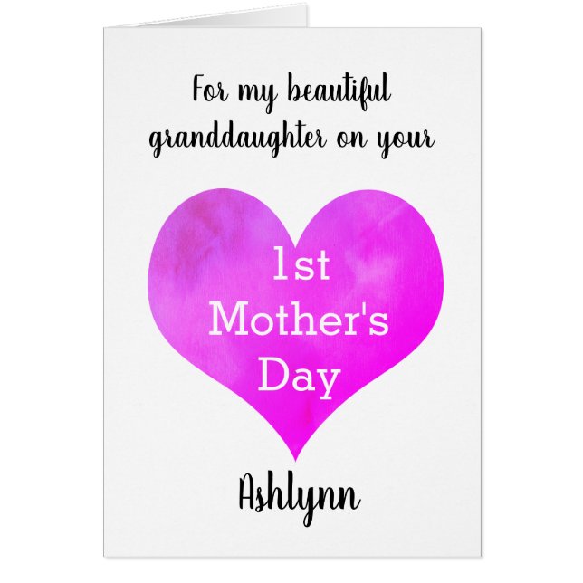 Söt 1:a Mors dag-dotterdotter Hälsningskort (Framsidan)