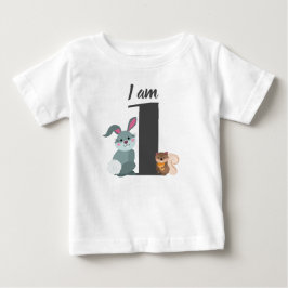 Söt 1-års födelsedag Ekorre Kanin T Shirt