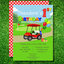 Söt 1-års födelsedag Röd Golf Cart Pojke