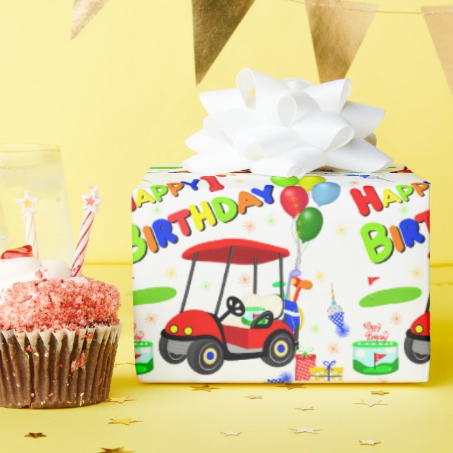 Söt 1-års födelsedag Röd golfvagn Pojke  Presentpapper (Födelsedagsfest)