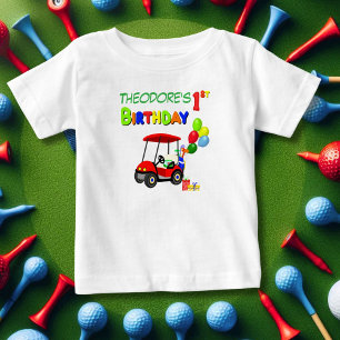 Söt 1-års födelsedag Röd Golfvagn Pojke T Shirt