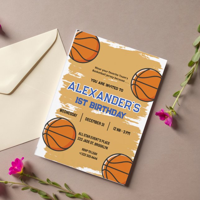 Söt 1-års födelsedagsbasketträff inbjudan (Skapare uppladdad)