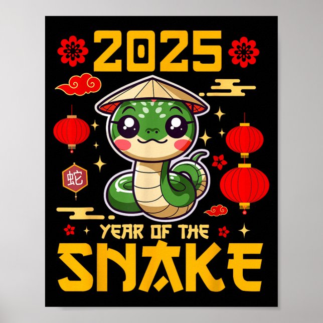 Söt 2025 År för Orm Lycklig Kinesiskt Nyår Poster (Framsidan)