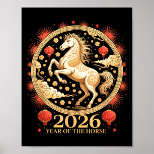 Söt 2026 År av hästens månflicka Zodiaksk charm Poster