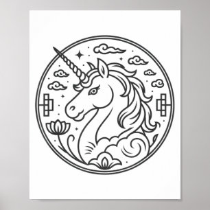 Söt 2026 Häst År Flicka Älskar Enhörning Zodiak Po Poster