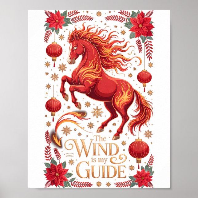 Söt 2026 Häst Dam Vind Min Guide Zodiak Ryttare Fo Poster (Framsidan)