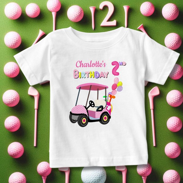 Söt 2-årsdag prickig rosa tjej golf  t shirt (Skapare uppladdad)