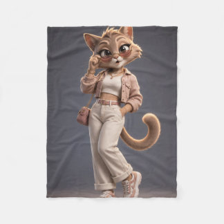 Söt 3D-animerad kattfiltar för barn - Mjuk Fleecefilt
