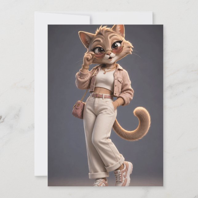 Söt 3D-animerad kattfiltar för barn - Mjuk Inbjudningar (Framsida)