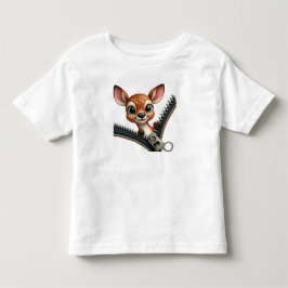 Söt 3D-barnrådjur som tittar fram ur dragkedja T-s T Shirt