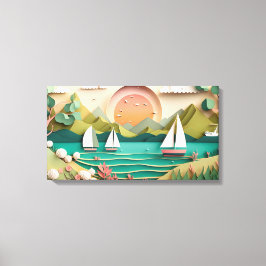 Söt 3d-effektstrand canvastryck