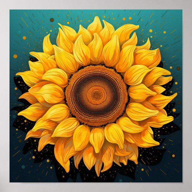 Söt 3D Florist Trädgårdsentusiast Solros Poster (Framsidan)