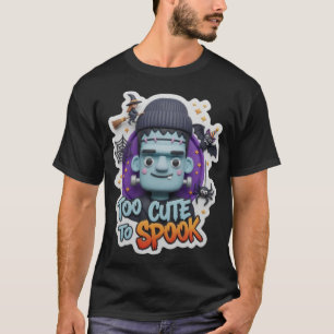 Söt 3D Frankenstein med häxa fladdermus spindel fö T Shirt